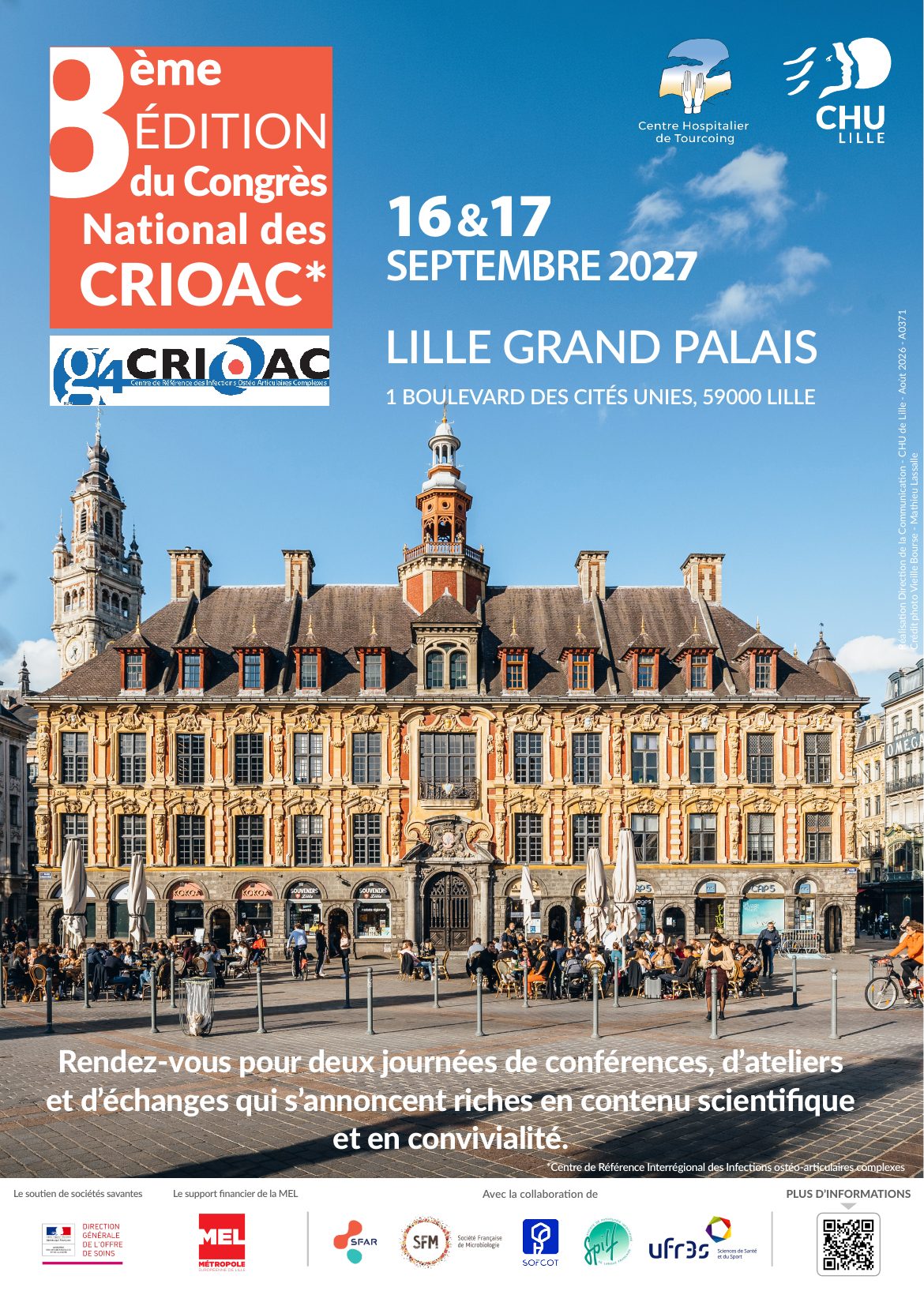 Affiche A3 du 8e congrès national des CRIOAC, Vieille Bourse de Lille, 16 et 17 septembre 2027
